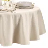 Elrene Home Fashions Continental Solid Texture Water And Stain Resistant Round Tablecloth, 70 In Ivory