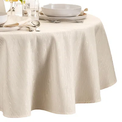 Elrene Home Fashions Continental Solid Texture Water And Stain Resistant Round Tablecloth, 70 In Ivory