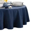 Elrene Home Fashions Continental Solid Texture Water And Stain Resistant Round Tablecloth, 70 In Navy