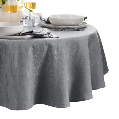 Elrene Home Fashions Continental Solid Texture Water And Stain Resistant Round Tablecloth, 90 In Gray