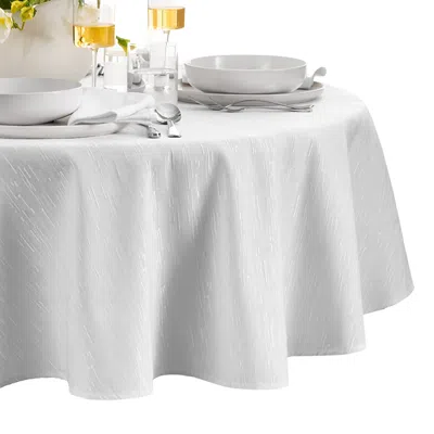Elrene Home Fashions Continental Solid Texture Water And Stain Resistant Round Tablecloth, 90 In White