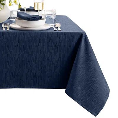 Elrene Home Fashions Continental Solid Texture Water And Stain Resistant Tablecloth, 52 X 70 In Navy