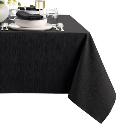 Elrene Home Fashions Continental Solid Texture Water And Stain Resistant Tablecloth, 60 X 144 In Black