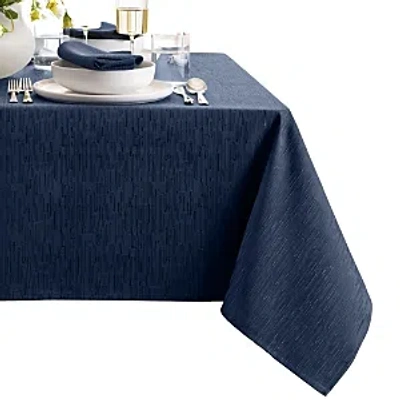 Elrene Home Fashions Continental Solid Texture Water And Stain Resistant Tablecloth, 60 X 84 In Navy