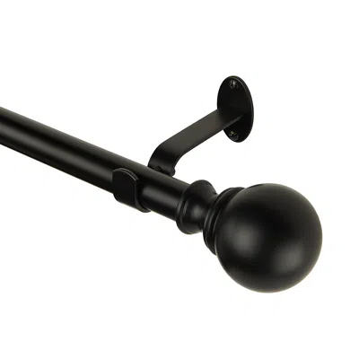 Elrene Home Fashions Cordelia Adjustable Curtain Rod With Ball Finials, 28-48 In Antique Black