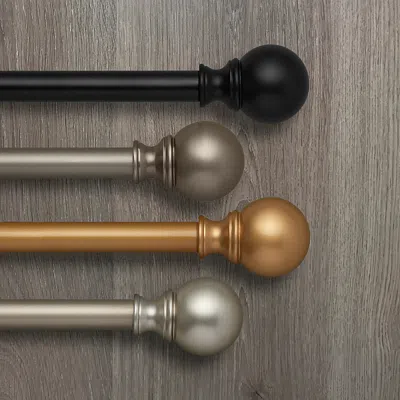 Elrene Home Fashions Cordelia Adjustable Curtain Rod With Ball Finials, 28-48 In Pewter