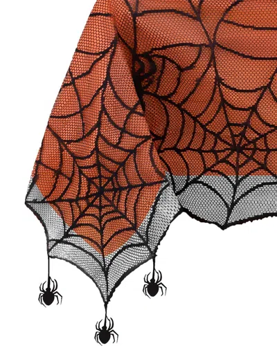 Elrene Home Fashions Crawling Web Lace Halloween Tablecloth With Orange Liner In Black