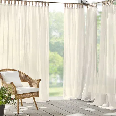Elrene Home Fashions Darien Solid Indoor/outdoor Sheer Adhesive Loop Tab Top Window Curtain Panel, 52 X 84