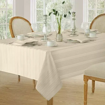 Elrene Home Fashions Denley Stripe Jacquard Tablecloth In Sand