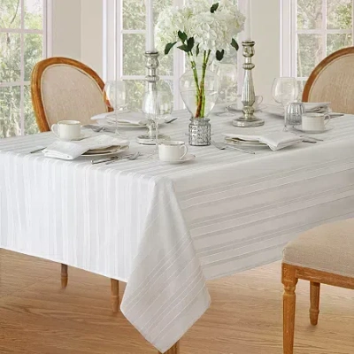 Elrene Home Fashions Denley Stripe Jacquard Tablecloth In White