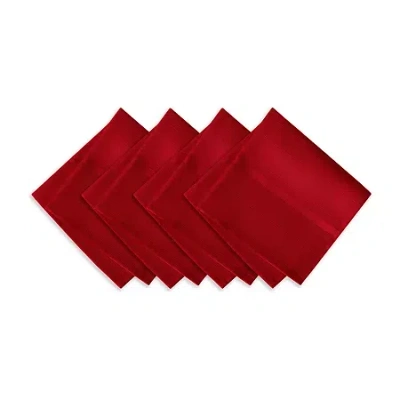 Elrene Home Fashions Elegance Plaid Damask Set Of 4 Napkin In Red