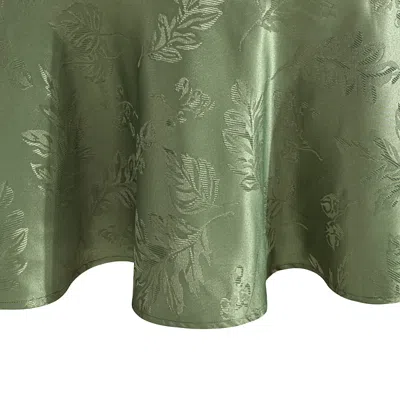 Elrene Home Fashions Elegant Woven Leaves Jacquard Damask Oval Tablecloth In Olive