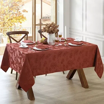 Elrene Home Fashions Elegant Woven Leaves Tablecloth In Red