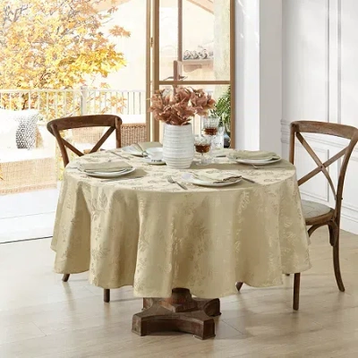 Elrene Home Fashions Elegant Woven Leaves Tablecloth In Sand