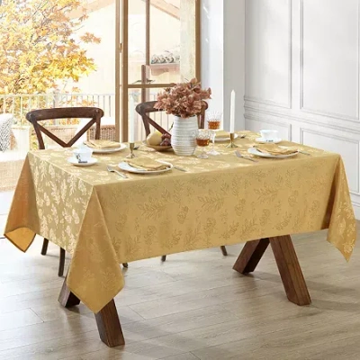 Elrene Home Fashions Elegant Woven Leaves Tablecloth In Yellow