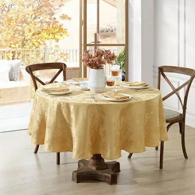 Elrene Home Fashions Elegant Woven Leaves Tablecloth In Yellow