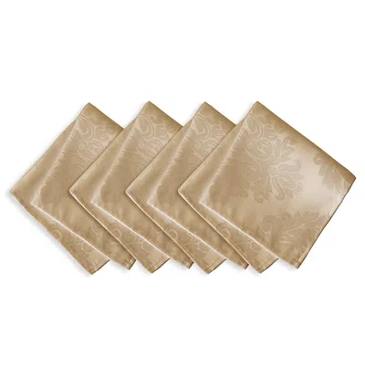 Elrene Home Fashions Elrene Barcelona Jacquard Damask Napkins, Set Of 4 In Beige