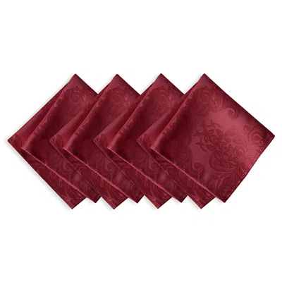 Elrene Home Fashions Elrene Barcelona Jacquard Damask Napkins, Set Of 4 In Burgundy