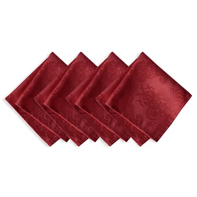 Elrene Home Fashions Elrene Barcelona Jacquard Damask Napkins, Set Of 4 In Red