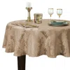 Elrene Home Fashions Elrene Barcelona Jacquard Damask Round Tablecloth, 90 X 90 In Brown
