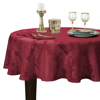 Elrene Home Fashions Elrene Barcelona Jacquard Damask Round Tablecloth, 90 X 90 In Burgundy