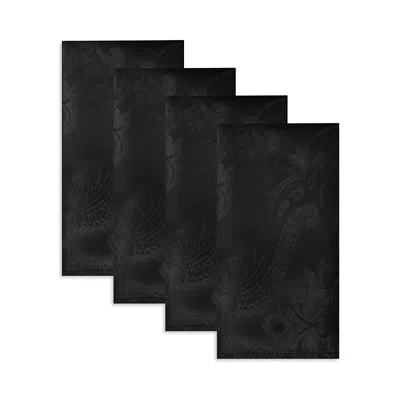 Elrene Home Fashions Elrene Caiden Elegance Damask Napkins, Set Of 4 In Black