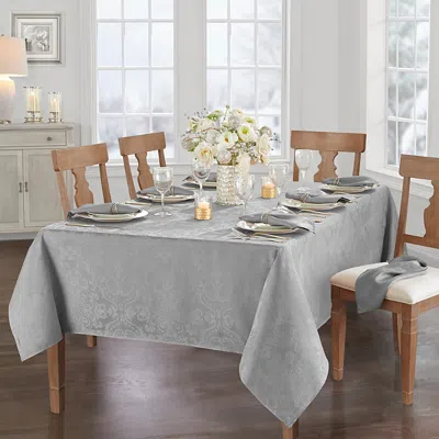 Elrene Home Fashions Elrene Caiden Elegance Damask Oblong Tablecloth, 60 X 144 In Silver
