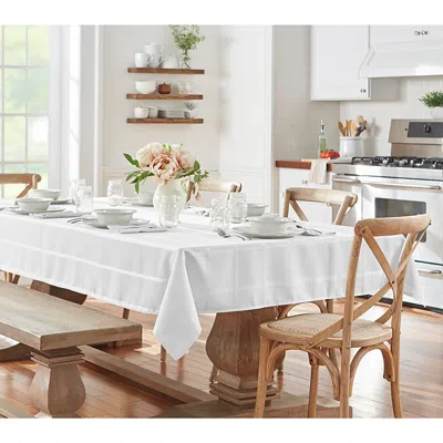 Elrene Home Fashions Elrene Elegance Plaid Jacquard Oblong Tablecloth, 60 X 120 In White