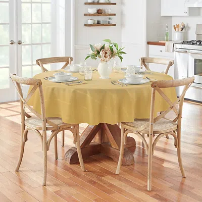 Elrene Home Fashions Elrene Elegance Plaid Jacquard Round Tablecloth, 70 X 70 In Gold