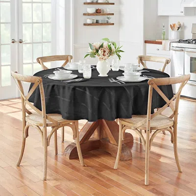 Elrene Home Fashions Elrene Elegance Plaid Jacquard Round Tablecloth, 90 X 90 In Black