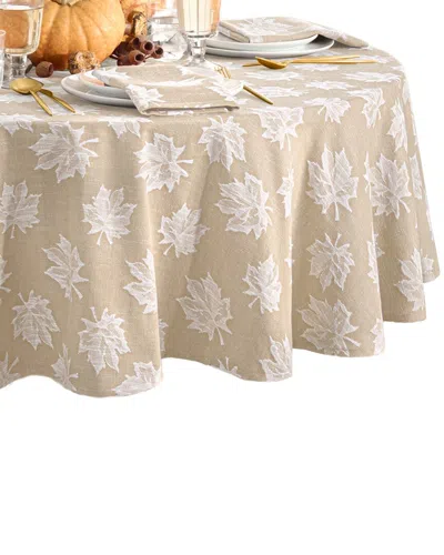 Elrene Home Fashions Falling Leaves Jacquard Round Tablecloth In Neutral