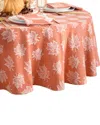 Elrene Home Fashions Falling Leaves Jacquard Round Tablecloth In Pink