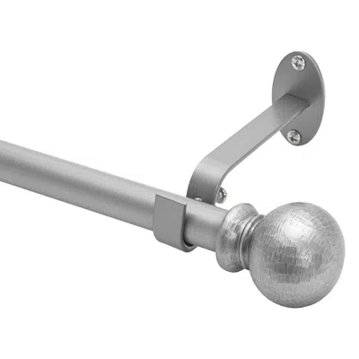 Elrene Home Fashions Farmhouse Ball Single Curtain Rod, 86-120 In Pewter