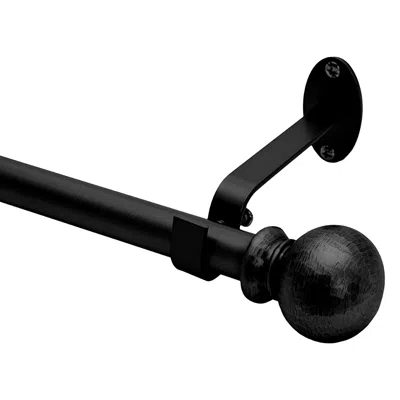 Elrene Home Fashions Farmhouse Ball Single Curtain Rod, 86-120 In Wrought Iron
