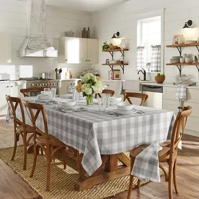 Elrene Home Fashions Farmhouse Living Buffalo Check Tablecloth In Gray