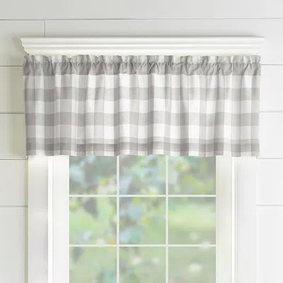 Elrene Home Fashions Farmhouse Living Buffalo Check Window Valance, 15 X 60 In Gray/white