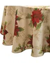 Elrene Home Fashions Festive Poinsettia Holiday Fabric Tablecloth - Round