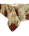 Elrene Home Fashions Festive Poinsettia Holiday Fabric Tablecloth