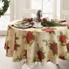 Elrene Home Fashions Festive Poinsettia Tablecloth In Red