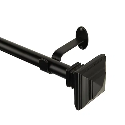 Elrene Home Fashions Florence Adjustable Curtain Rod With Square Finials, 28-48 In Antique Black