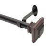 Elrene Home Fashions Florence Adjustable Curtain Rod With Square Finials, 48-86 In Antique Bronze