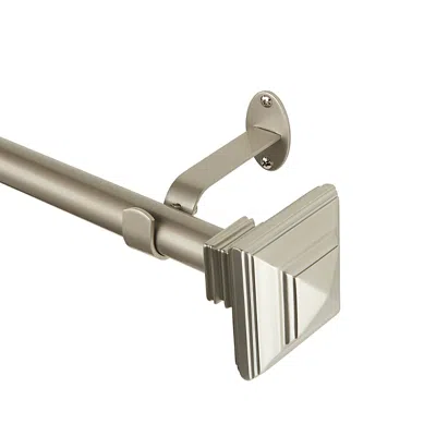 Elrene Home Fashions Florence Adjustable Curtain Rod With Square Finials, 48-86 In Nickel