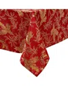 Elrene Home Fashions Foil Woodland Holiday Fabric Tablecloth In Red