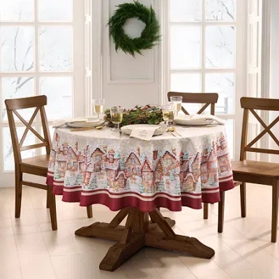 Elrene Home Fashions Gingerbread Bliss Round/oval Tablecloth In Multi