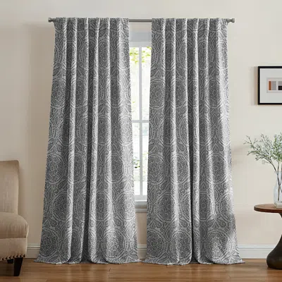 Elrene Home Fashions Giovanni Medallion Blackout Window Curtain Panel, 52 X 84 In Gray