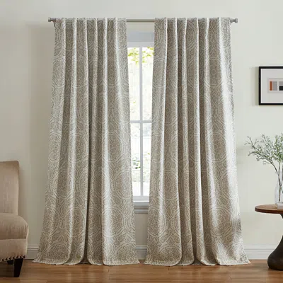 Elrene Home Fashions Giovanni Medallion Blackout Window Curtain Panel, 52 X 84 In Natural