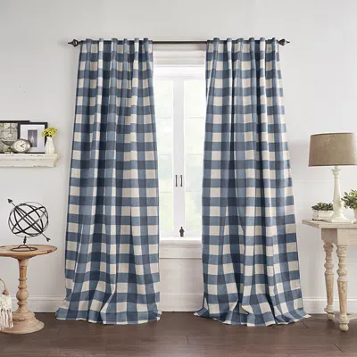 Elrene Home Fashions Grainger Buffalo Check Blackout Window Curtain, 52 X 84 In Indigo