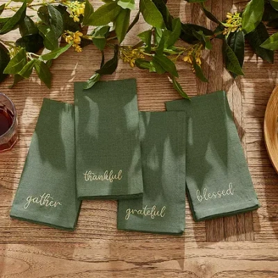 Elrene Home Fashions Harvest Sentiment 4-pc. Napkins In Green