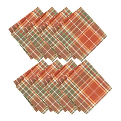 Elrene Home Fashions Hawley Plaid Harvest 8-pc. Napkins In Orange