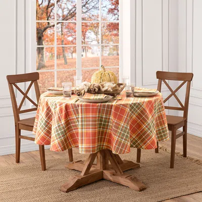 Elrene Home Fashions Hawley Plaid Harvest Cotton Oval Tablecloth In Multi